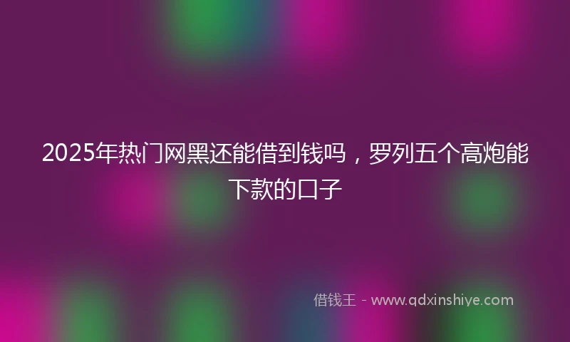 2025年热门网黑还能借到钱吗，罗列五个高炮能下款的口子