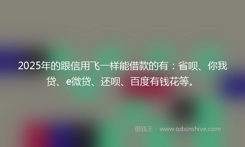 2025年的跟信用飞一样能借款的有：省呗、你我贷、e微贷、还呗、百度有钱花等。