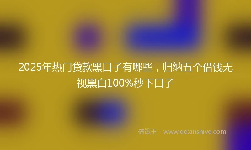 2025年热门贷款黑口子有哪些,归纳五个借钱无视黑白100%秒下口子