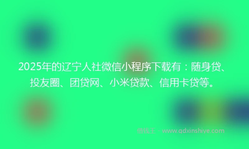 2025年的辽宁人社微信小程序下载有：随身贷、投友圈、团贷网、小米贷款、信用卡贷等。