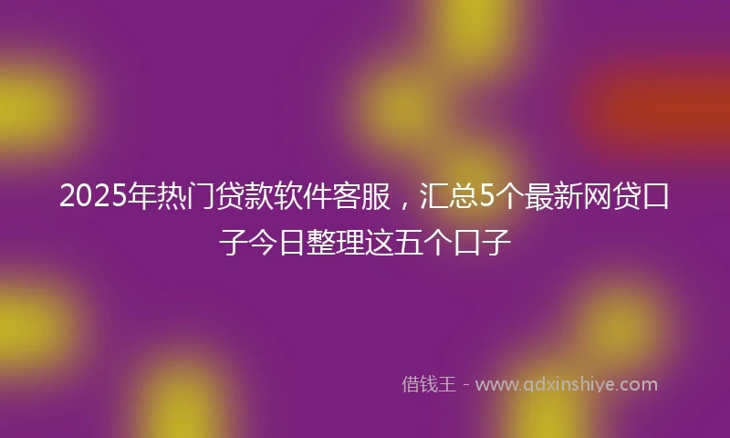 2025年热门贷款软件客服，汇总5个最新网贷口子今日整理这五个口子