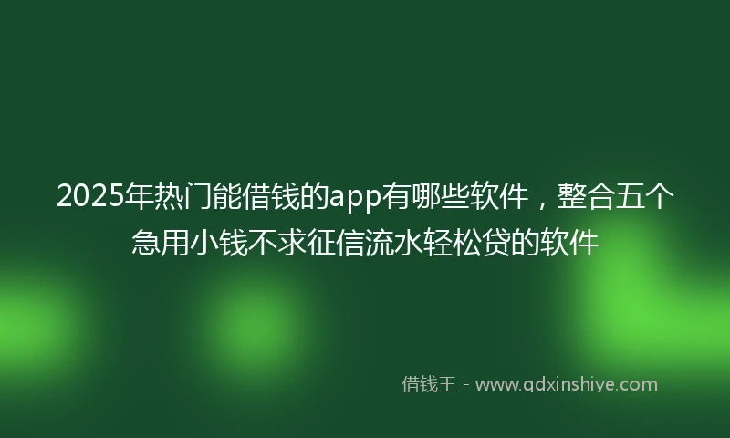 2025年热门能借钱的app有哪些软件，整合五个急用小钱不求征信流水轻松贷的软件