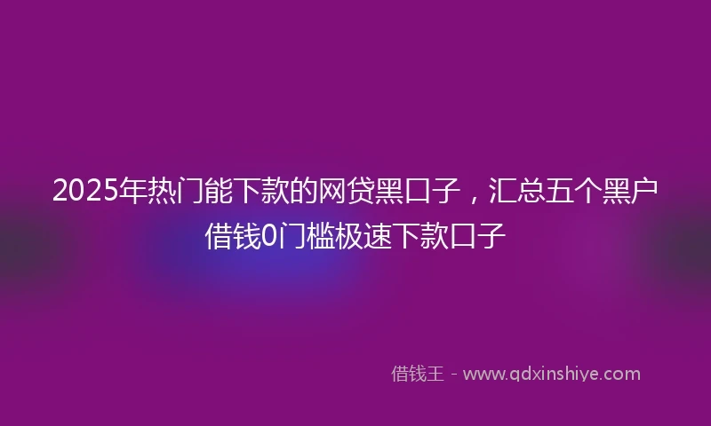 2025年热门能下款的网贷黑口子，汇总五个黑户借钱0门槛极速下款口子