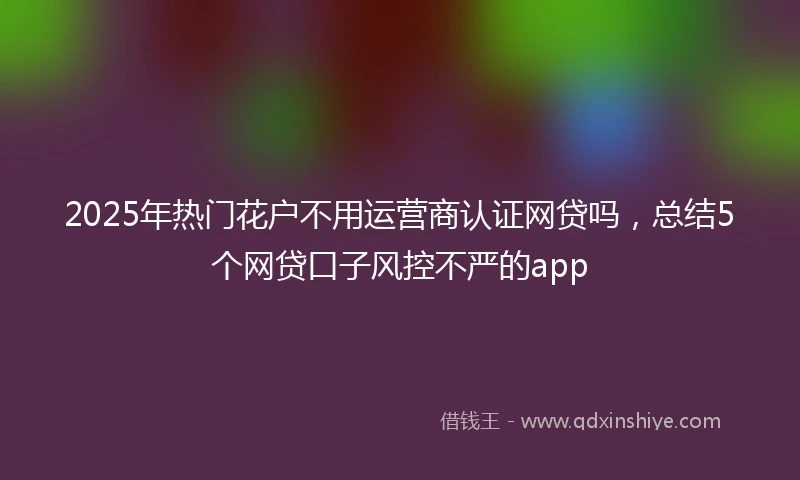 2025年热门花户不用运营商认证网贷吗，总结5个网贷口子风控不严的app