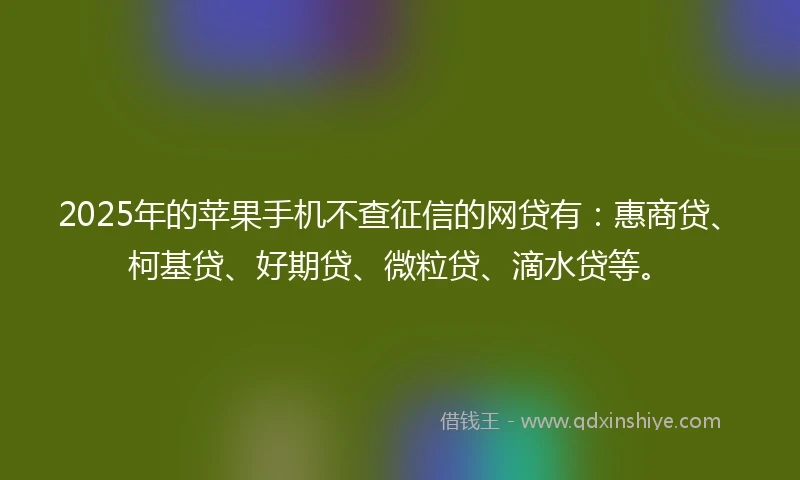 2025年的苹果手机不查征信的网贷有：惠商贷、柯基贷、好期贷、微粒贷、滴水贷等。