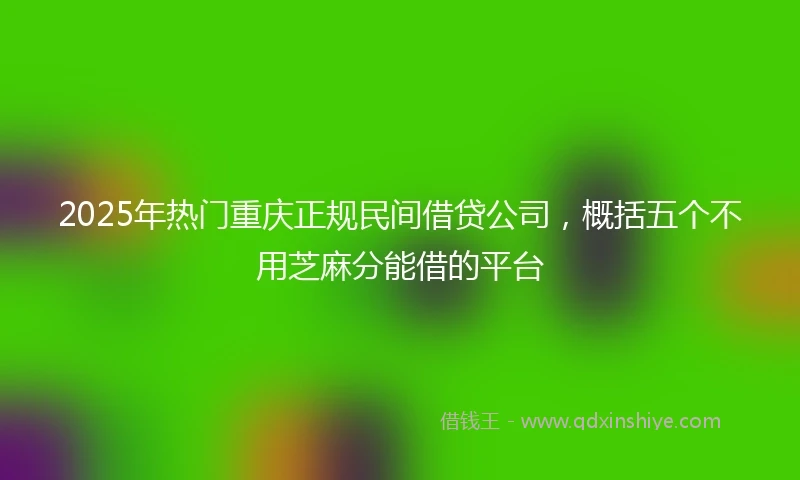 2025年热门重庆正规民间借贷公司，概括五个不用芝麻分能借的平台