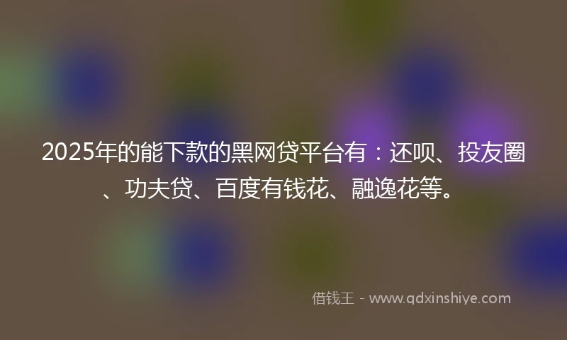 2025年的能下款的黑网贷平台有：还呗、投友圈、功夫贷、百度有钱花、融逸花等。