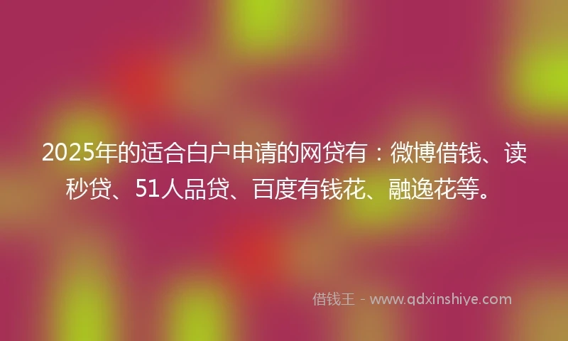 2025年的适合白户申请的网贷有：微博借钱、读秒贷、51人品贷、百度有钱花、融逸花等。