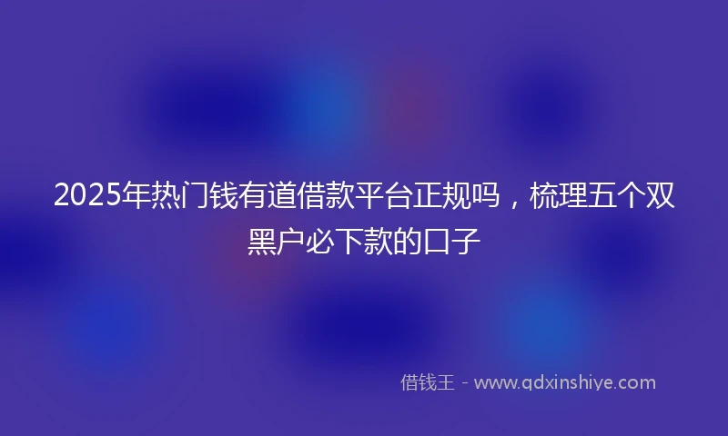 2025年热门钱有道借款平台正规吗，梳理五个双黑户必下款的口子