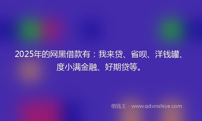 2025年的网黑借款有：我来贷、省呗、洋钱罐、度小满金融、好期贷等。
