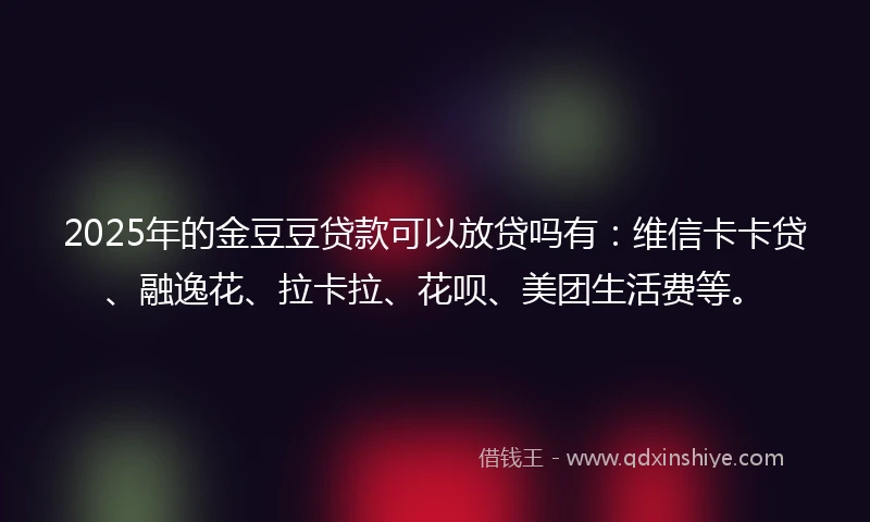 2025年的金豆豆贷款可以放贷吗有：维信卡卡贷、融逸花、拉卡拉、花呗、美团生活费等。