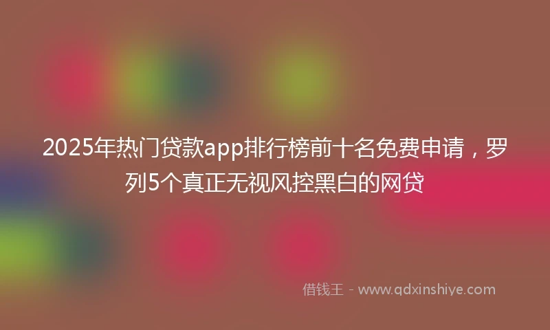 2025年热门贷款app排行榜前十名免费申请，罗列5个真正无视风控黑白的网贷