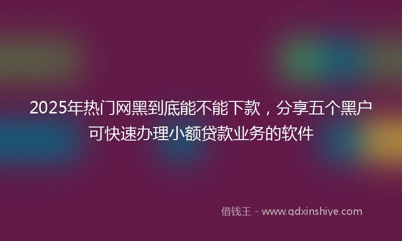 2025年热门网黑到底能不能下款，分享五个黑户可快速办理小额贷款业务的软件