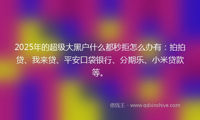 2025年的超级大黑户什么都秒拒怎么办有：拍拍贷、我来贷、平安口袋银行、分期乐、小米贷款等。