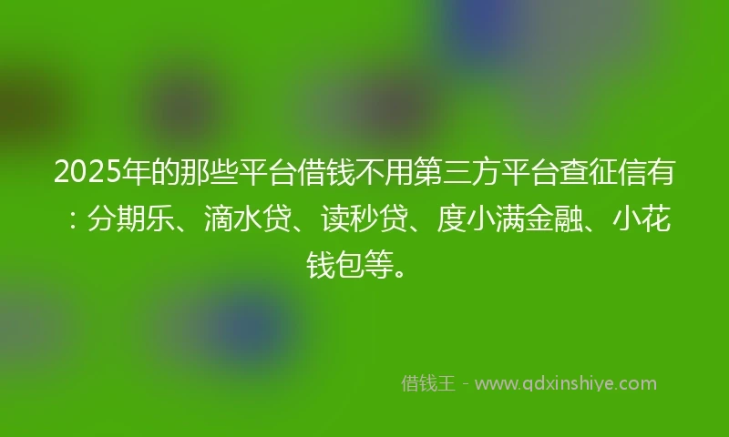 2025年的那些平台借钱不用第三方平台查征信有：分期乐、滴水贷、读秒贷、度小满金融、小花钱包等。