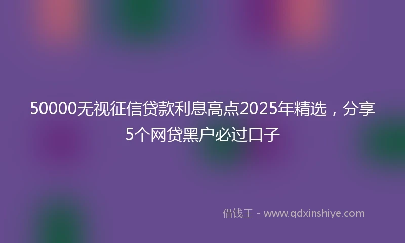 50000无视征信贷款利息高点2025年精选，分享5个网贷黑户必过口子