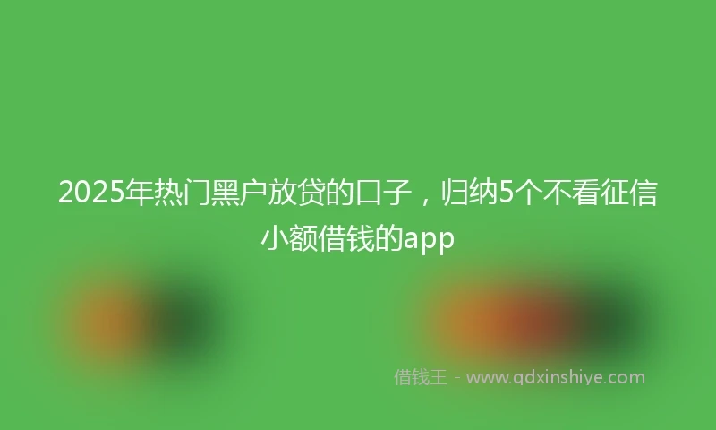 2025年热门黑户放贷的口子，归纳5个不看征信小额借钱的app