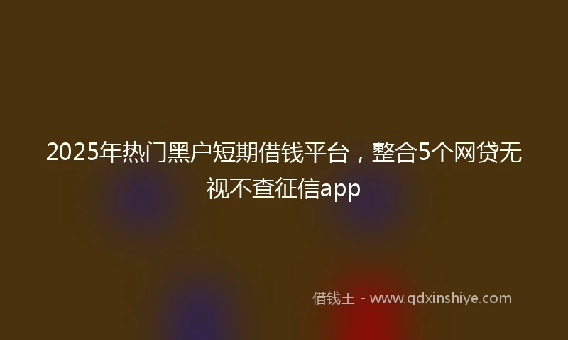 2025年热门黑户短期借钱平台，整合5个网贷无视不查征信app