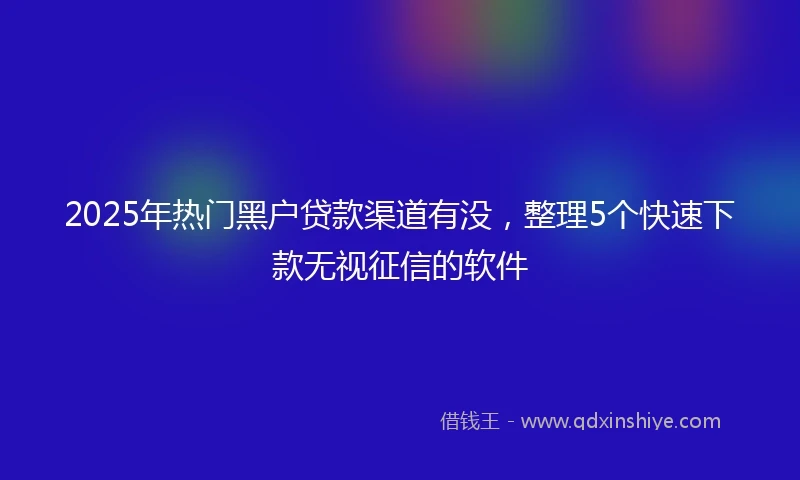 2025年热门黑户贷款渠道有没，整理5个快速下款无视征信的软件
