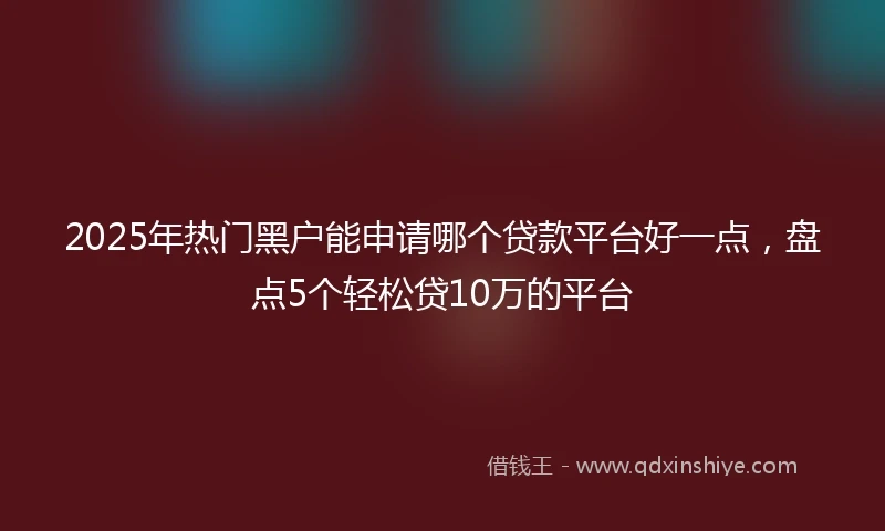 2025年热门黑户能申请哪个贷款平台好一点，盘点5个轻松贷10万的平台