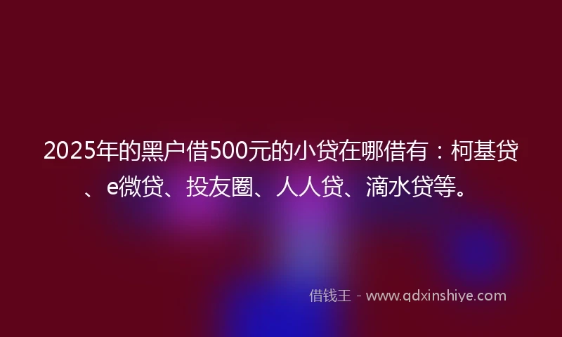 2025年的黑户借500元的小贷在哪借有：柯基贷、e微贷、投友圈、人人贷、滴水贷等。