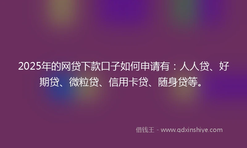 2025年的网贷下款口子如何申请有：人人贷、好期贷、微粒贷、信用卡贷、随身贷等。