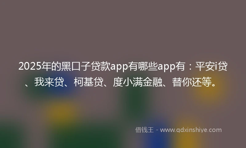 2025年的黑口子贷款app有哪些app有：平安i贷、我来贷、柯基贷、度小满金融、替你还等。