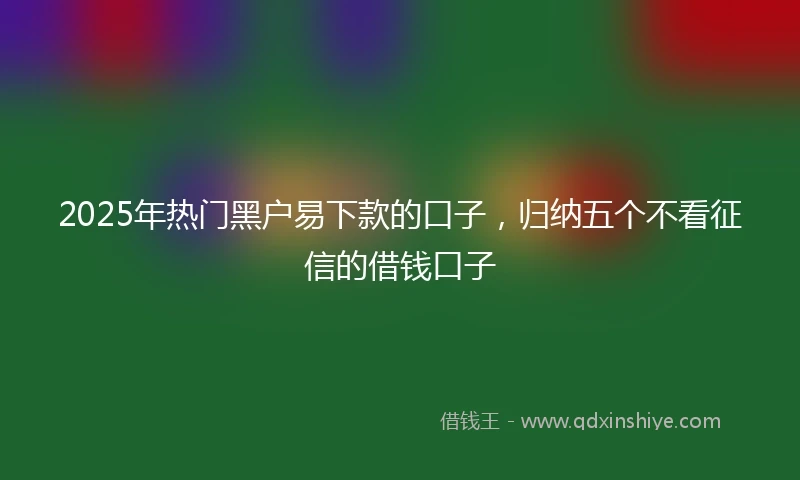 2025年热门黑户易下款的口子，归纳五个不看征信的借钱口子