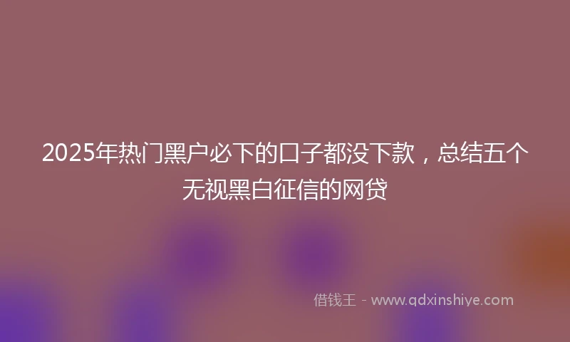2025年热门黑户必下的口子都没下款，总结五个无视黑白征信的网贷