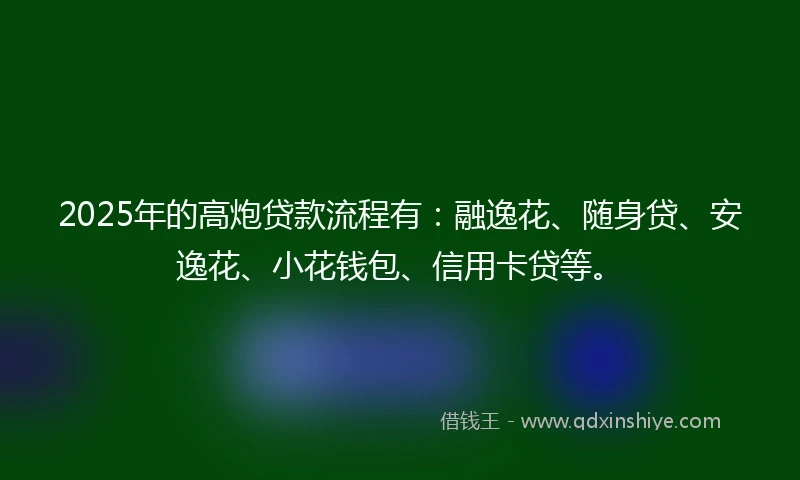 2025年的高炮贷款流程有：融逸花、随身贷、安逸花、小花钱包、信用卡贷等。