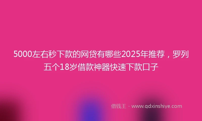 5000左右秒下款的网贷有哪些2025年推荐，罗列五个18岁借款神器快速下款口子