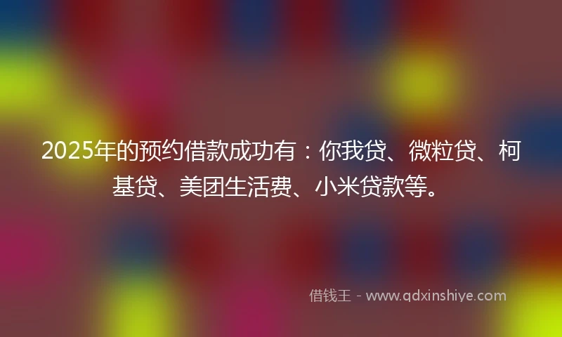 2025年的预约借款成功有：你我贷、微粒贷、柯基贷、美团生活费、小米贷款等。