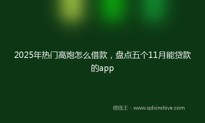 2025年热门高炮怎么借款，盘点五个11月能贷款的app