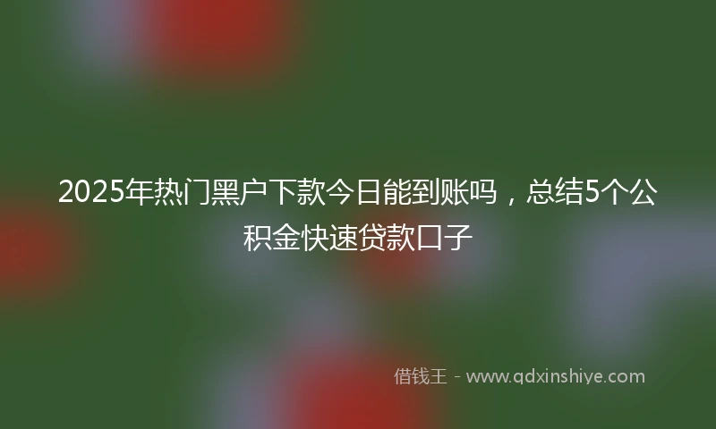 2025年热门黑户下款今日能到账吗，总结5个公积金快速贷款口子