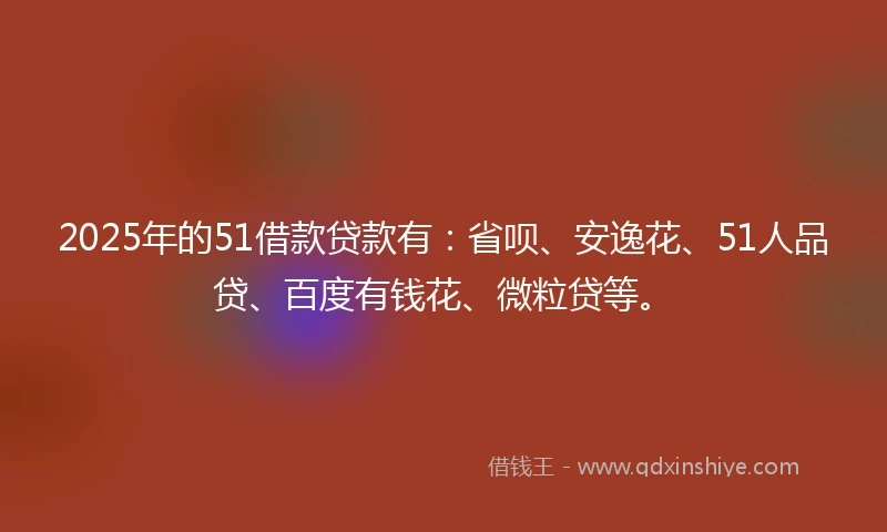 2025年的51借款贷款有：省呗、安逸花、51人品贷、百度有钱花、微粒贷等。