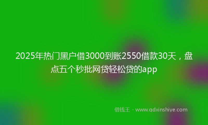 2025年热门黑户借3000到账2550借款30天，盘点五个秒批网贷轻松贷的app