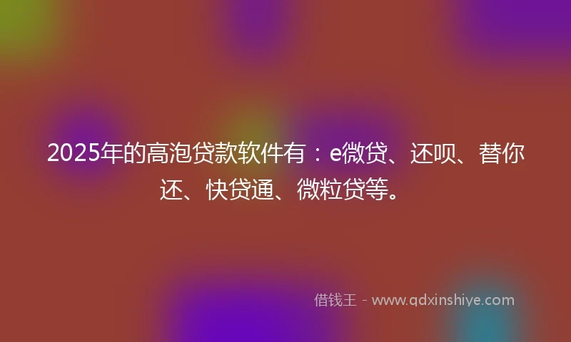 2025年的高泡贷款软件有：e微贷、还呗、替你还、快贷通、微粒贷等。