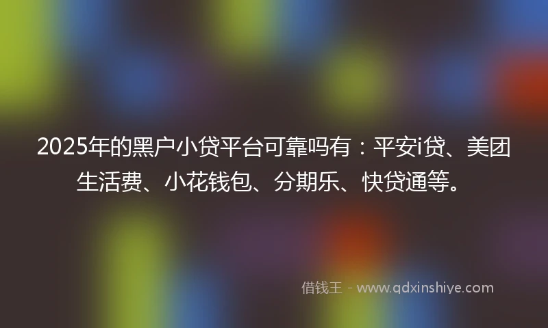 2025年的黑户小贷平台可靠吗有：平安i贷、美团生活费、小花钱包、分期乐、快贷通等。