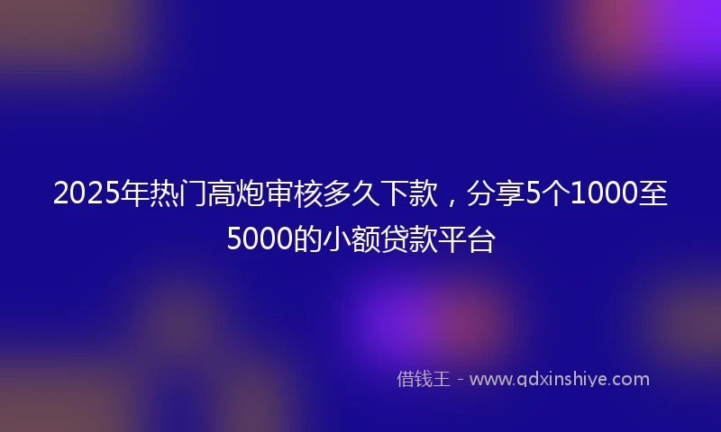 2025年热门高炮审核多久下款，分享5个1000至5000的小额贷款平台