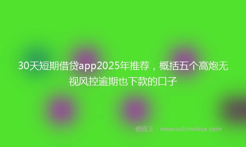 30天短期借贷app2025年推荐，概括五个高炮无视风控逾期也下款的口子
