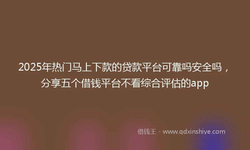 2025年热门马上下款的贷款平台可靠吗安全吗，分享五个借钱平台不看综合评估的app