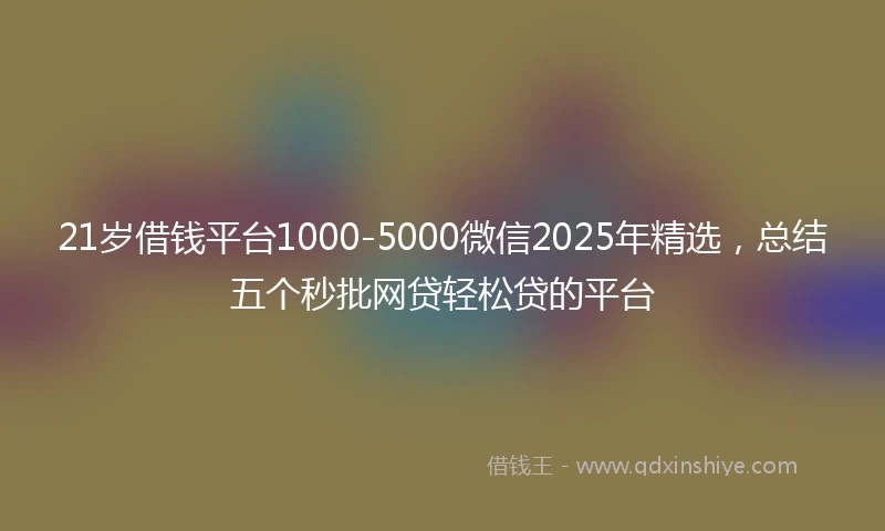 21岁借钱平台1000-5000微信2025年精选，总结五个秒批网贷轻松贷的平台