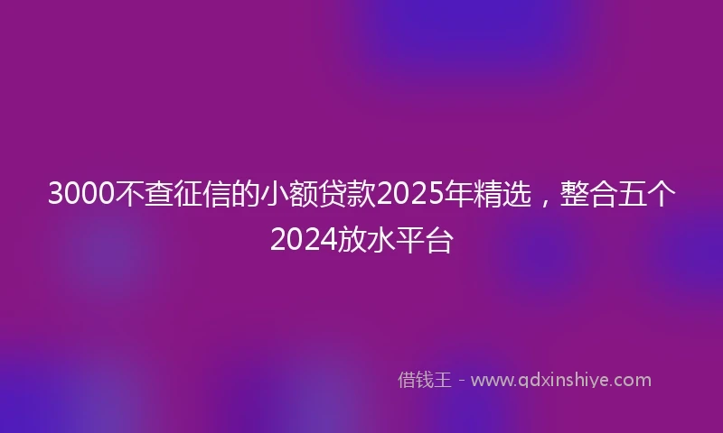 3000不查征信的小额贷款2025年精选，整合五个2024放水平台