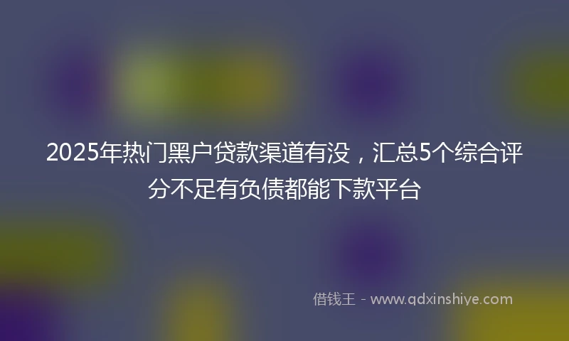 2025年热门黑户贷款渠道有没，汇总5个综合评分不足有负债都能下款平台