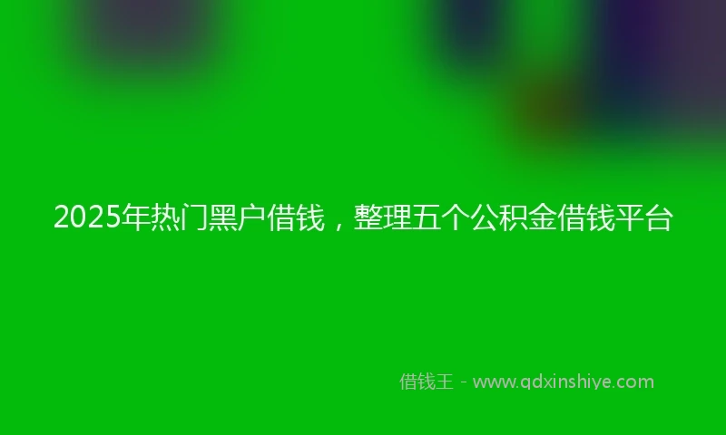 2025年热门黑户借钱，整理五个公积金借钱平台