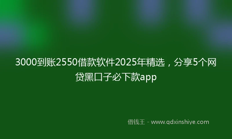3000到账2550借款软件2025年精选，分享5个网贷黑口子必下款app