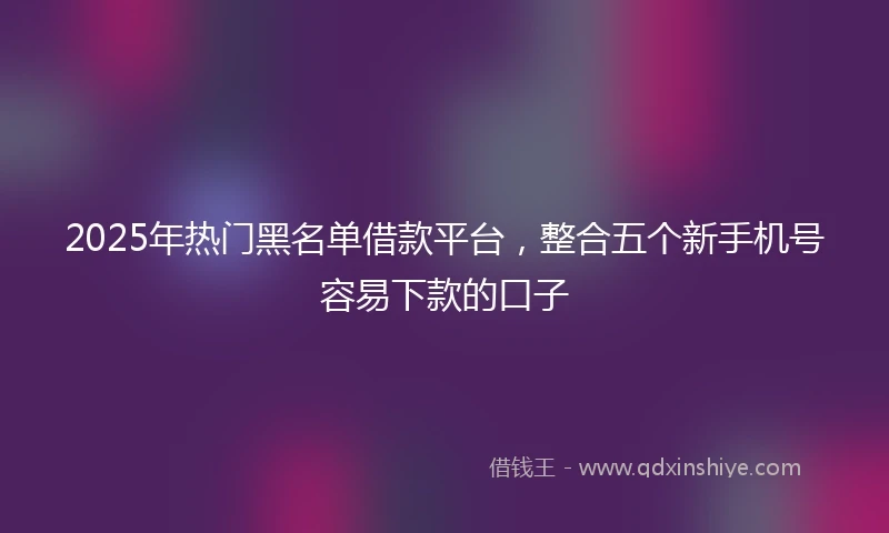 2025年热门黑名单借款平台,整合五个新手机号容易下款的口子