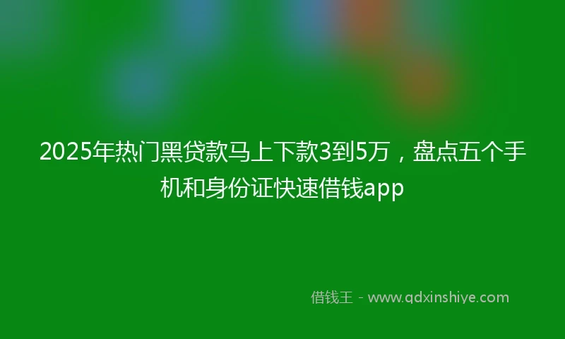 2025年热门黑贷款马上下款3到5万，盘点五个手机和身份证快速借钱app
