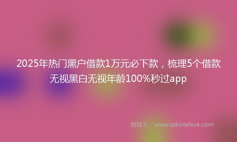 2025年热门黑户借款1万元必下款，梳理5个借款无视黑白无视年龄100%秒过app