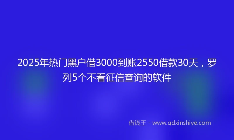 2025年热门黑户借3000到账2550借款30天，罗列5个不看征信查询的软件